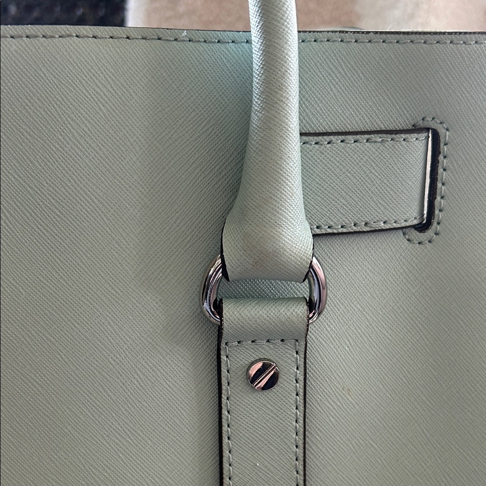 Michael Kors Mint Green Leather Satchel with Silver Hardware - Picture 9 of 12